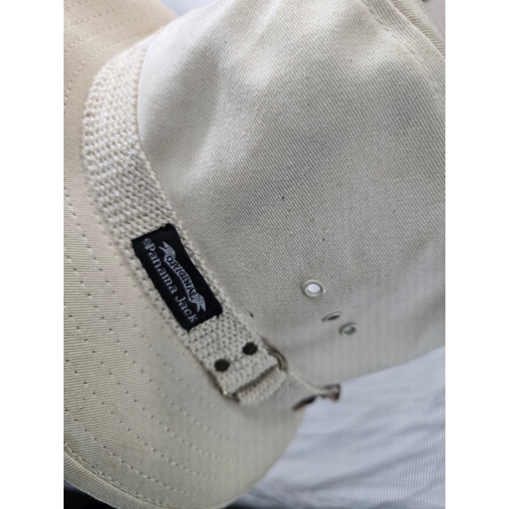 Panama Jack Safari Bucket Hat Beige Canvas Adjustable Strap Outdoor Sun Hat - Picture 4 of 7